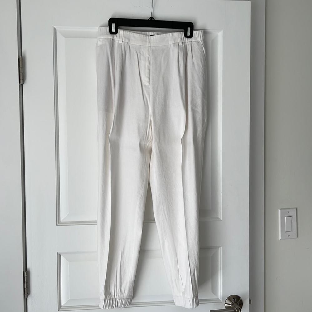 Express Women elastic drawstring White Ankle Pants High Rise Size M